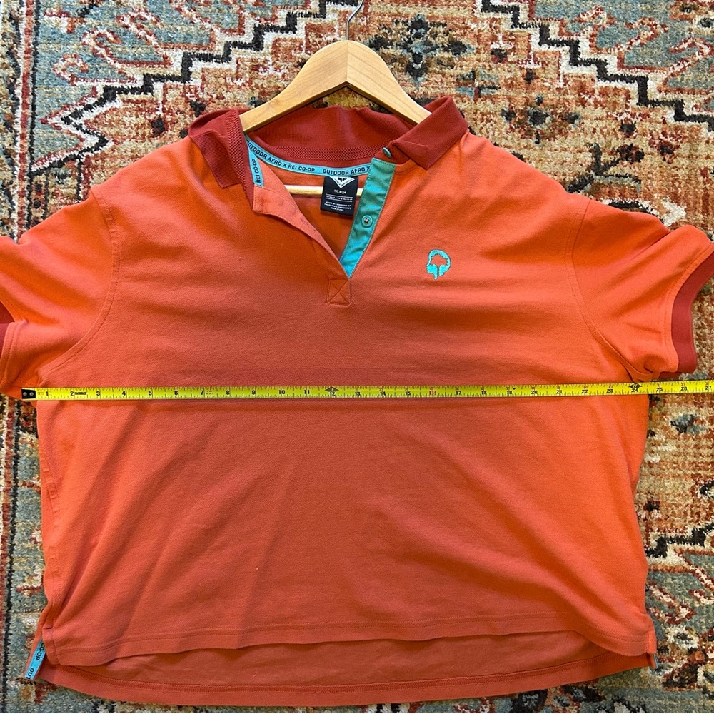 Outdoor Afro X REI Co-Op Cropped Polo Bright Orange & Teal Size 1X - Picture 5 of 8